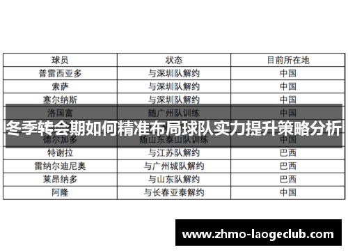 冬季转会期如何精准布局球队实力提升策略分析