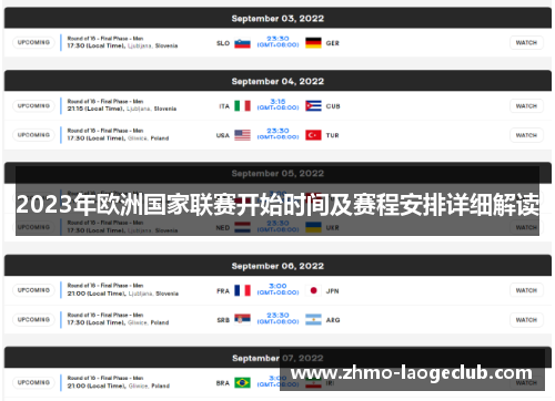 2023年欧洲国家联赛开始时间及赛程安排详细解读